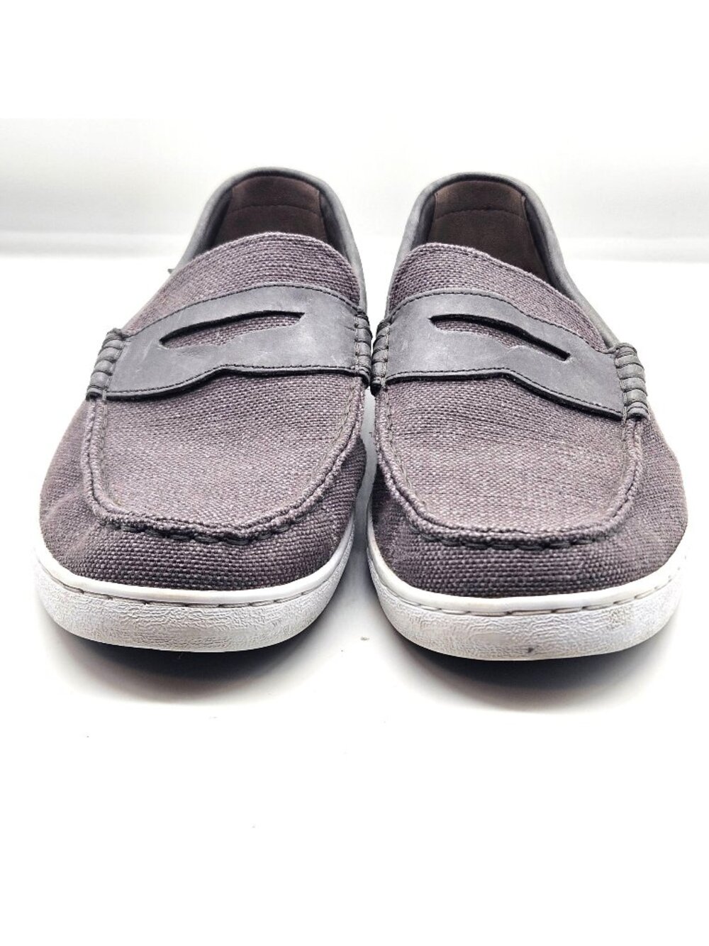 Cole Haan Mens Grey Canvas Leather Pinch Loafers Slip-On Shoes Size 11.5M C25710